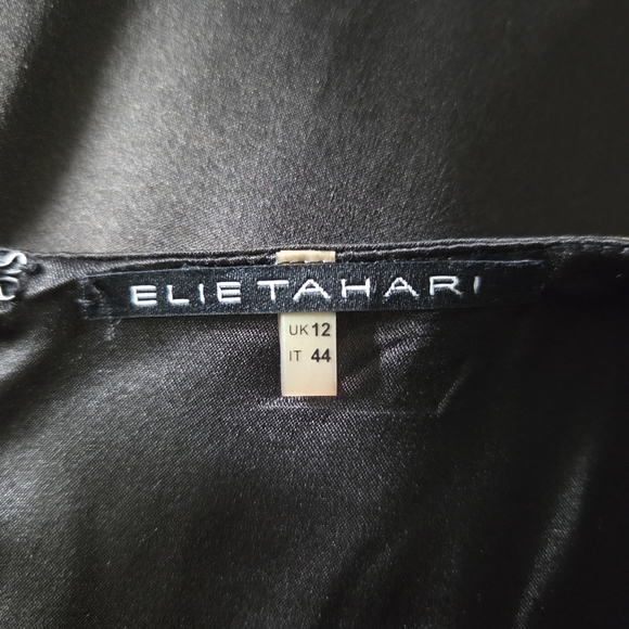 Elie Tahari Black and Cream Sleeveless Sheath Sulk Blend Mini Dress Size 8 - Picture 6 of 6